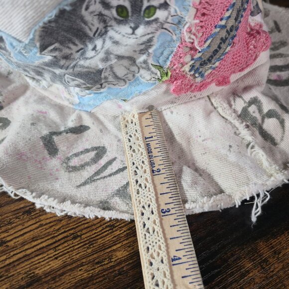 OOAK Upcycled Indie Boho Top Hat Sassy Cherub Graffiti Flower Cat Adjusts L-S